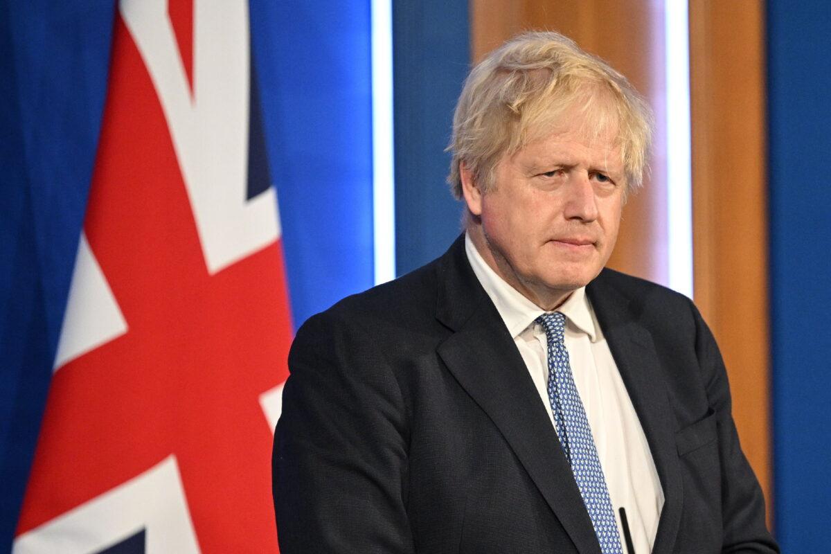 Prime Minister Boris Johnson speaks during a press conference in Downing Street, London, on May 25, 2022. (Leon Neal/PA Media)