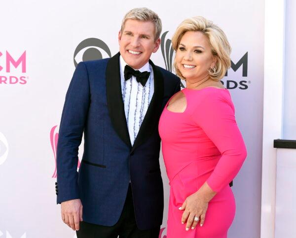 Todd Chrisley (L) and his wife Julie Chrisley at the 52nd annual Academy of Country Music Awards in Las Vegas on April 2, 2017. (Jordan Strauss/Invision/AP)