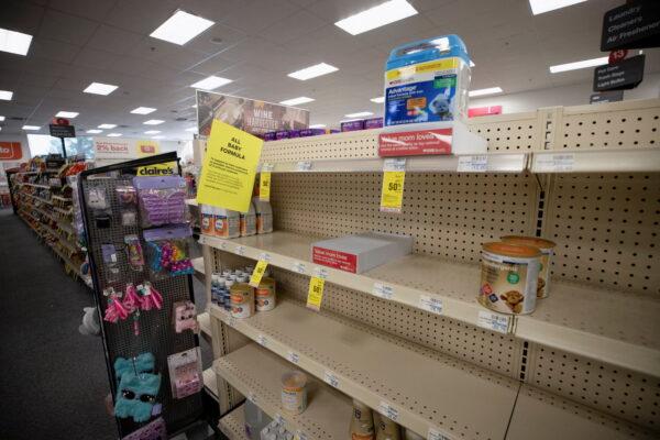 Empty shelves show a shortage of baby formula at CVS in San Antonio, Texas, on May 10, 2022. (Kaylee Greenlee Beal/Reuters)