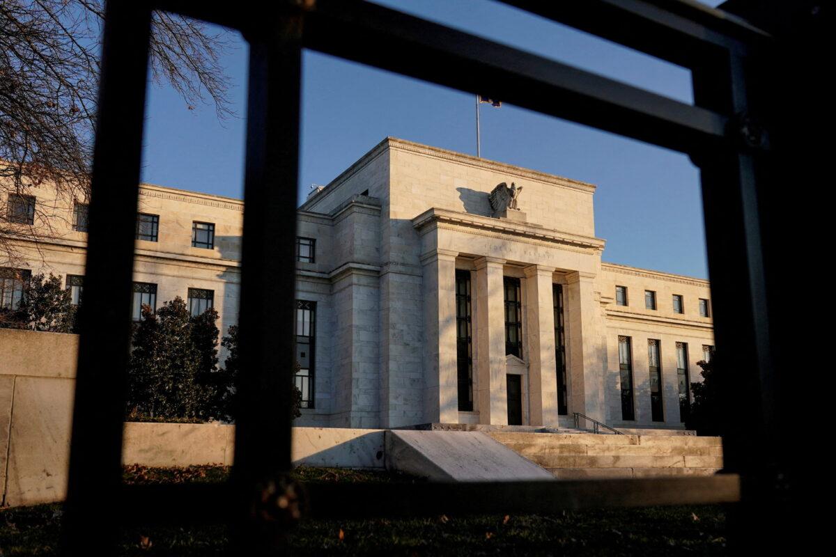 The Federal Reserve building in Washington on Jan. 26, 2022. (Joshua Roberts/Reuters)