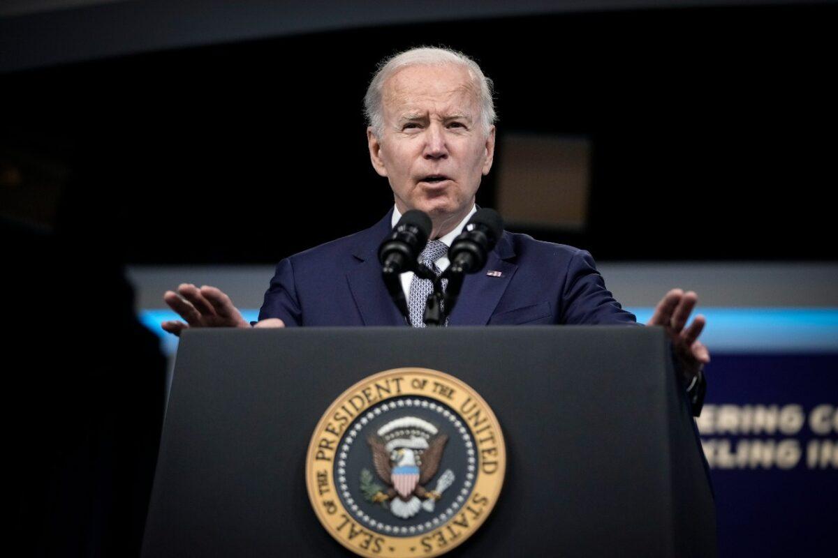 President Joe Biden speaks about inflation and the economy in the South Court Auditorium on the White House campus May 10, 2022, in Washington. Biden stated that tackling the rising prices is his top domestic priority and accused Republicans of not having a plan to fight inflation. (Drew Angerer/Getty Images)