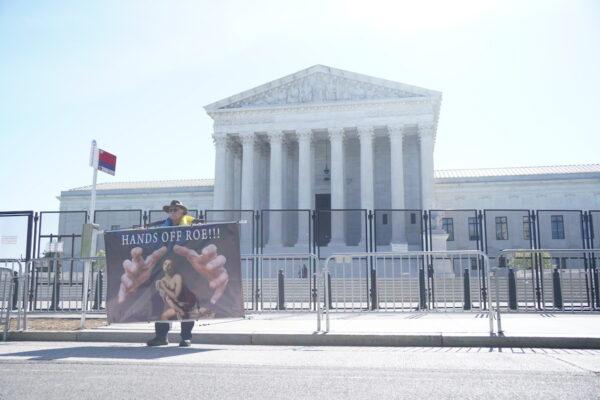 A double layer of barricades surrounds the U.S. Supreme Court in Washington, D.C., on May 10, 2022. (Jackson Elliott/The Epoch Times)