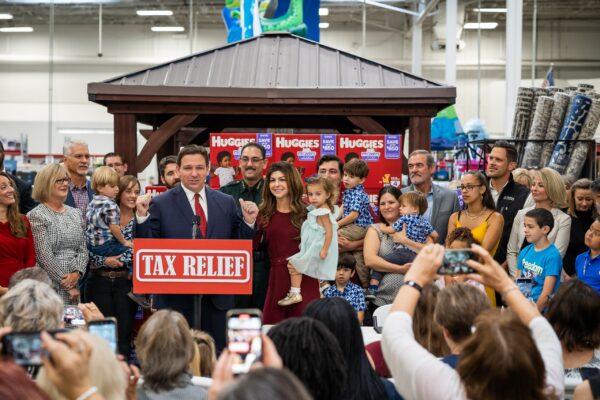 Florida Gov. Ron DeSantis appears with his wife Casey at a press conference in Ocala on May 6, 2022 (Courtesy, The Governor's office)