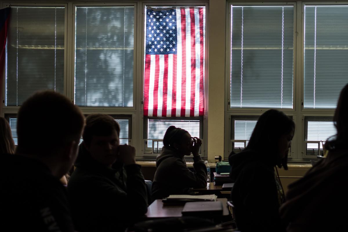  High school students sit through class in Sidney, Ohio, on Oct. 31, 2019. (MEGAN JELINGER/AFP via Getty Images)
