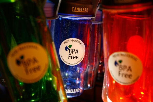 CamelBak brand BPA-free water bottles hang on display at an outdoor supply store in Arcadia, Calif. on April 16, 2008. (David McNew/Getty Images)