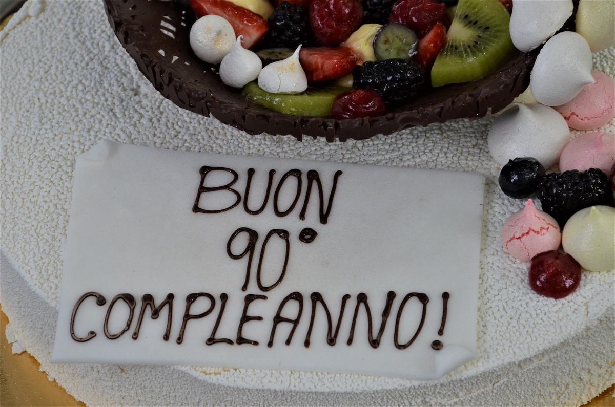 Detail of the cake presented to Meri Mion, 89, the guest of honor at the event, held at Giardini Salvi, Vicenza, Italy, very close to where the 88th Infantry Division fought its way into the city on April 28, 1945. (Courtesy of Laura Kreider/<a href="https://www.dvidshub.net/image/7165329/soldiers-us-army-garrison-italy-return-birthday-cake-after-77-years">U.S. Army Garrison Italy</a>)