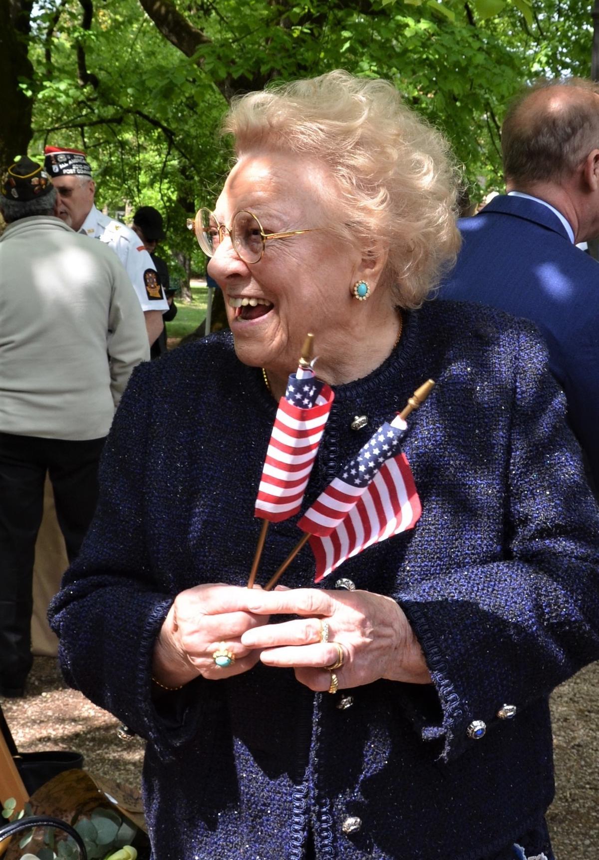 Mion smiles after the ceremony held at Giardini Salvi city park on April 28, 2022. (Courtesy of Laura Kreider/<a href="https://www.dvidshub.net/image/7165414/soldiers-us-army-garrison-italy-return-birthday-cake-after-77-years">U.S. Army Garrison Italy</a>)