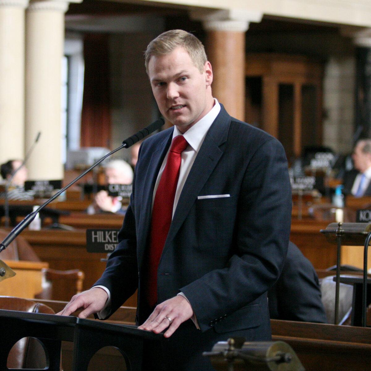 State Sen. Brett Lindstrom is considered the more moderate choice in the GOP primary. (Photo courtesy of Nebraska Legislature)