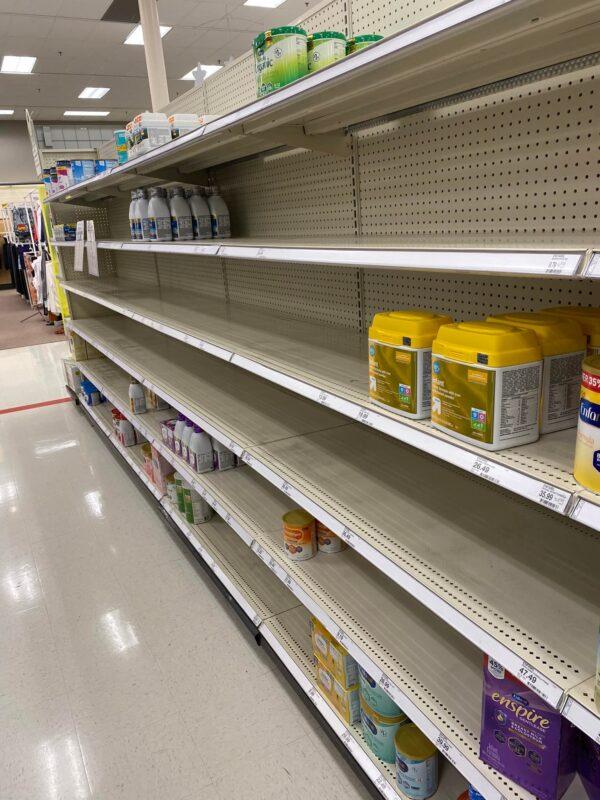 Empty shelves in a Wisconsin Target store are becoming a familiar sight for many parents at different stores across the nation. (Courtesy of Jessica Johnson)