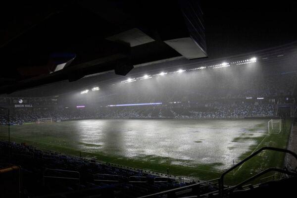Allianz Field is flooded and postponed due to severe weather during a storm in St. Paul, Minn., on May 11, 2022. (Renée Jones Schneider/Star Tribune via AP)
