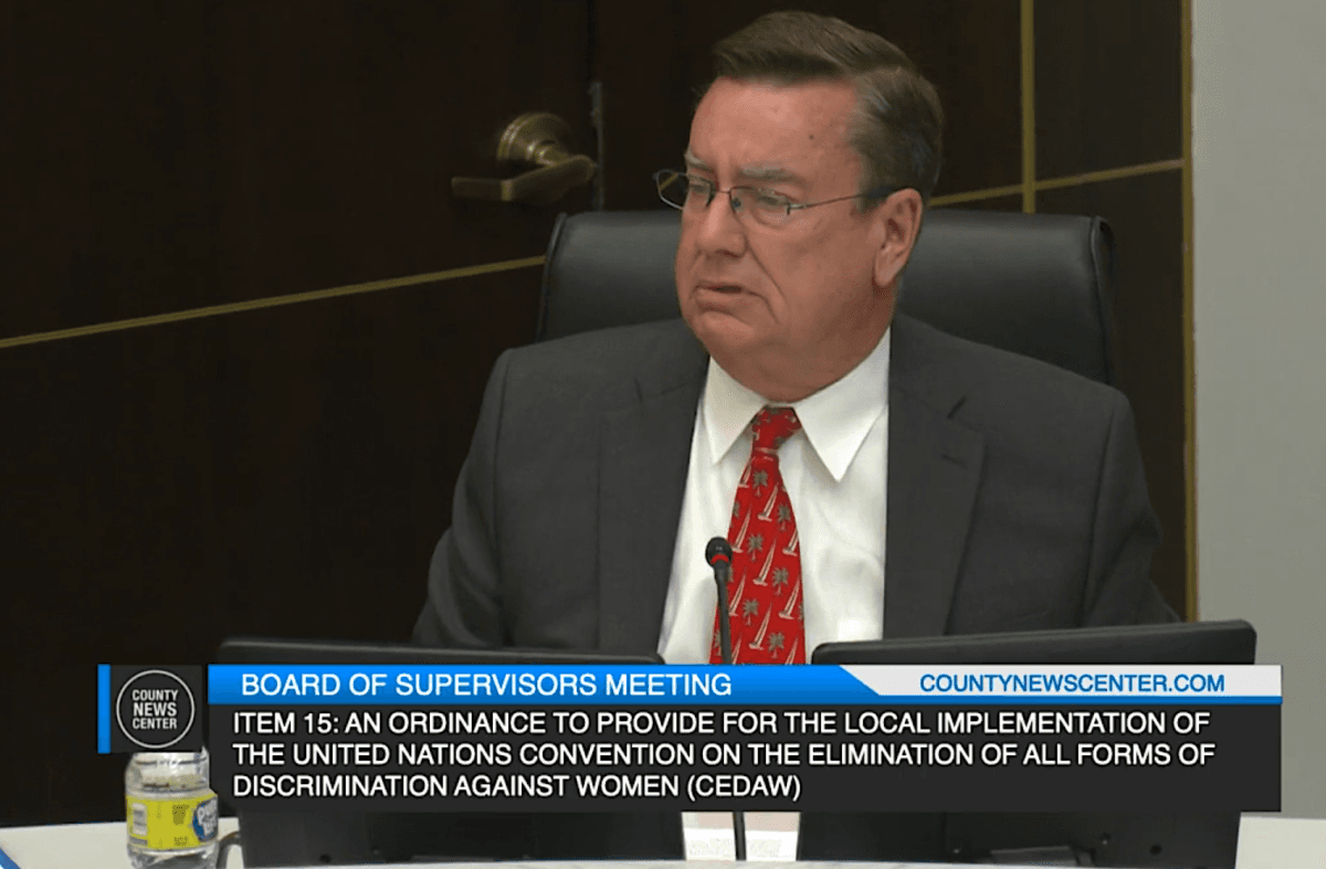Supervisor Joel Anderson speaks at a San Diego Board of Supervisors meeting on May 10, 2022. (Screenshot via San Diego County)