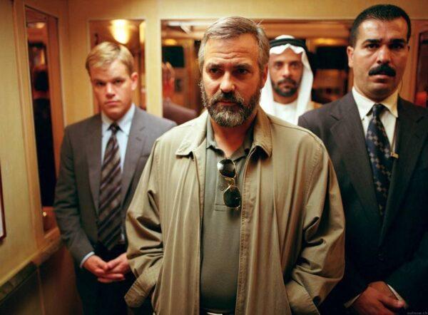 (L–R) Matt Damon, George Clooney, Alexander Siddig, and Mazhir Munir in "Syriana." (Warner Bros. Pictures)