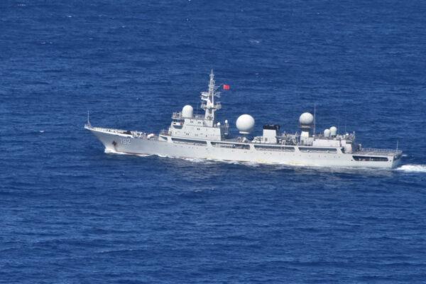 People's Liberation Army-Navy (PLA-N) Intelligence Collection Vessel Haiwangxing operates off Australia's northwest shelf in an image supplied on May 13, 2022. (Courtesy of the Australian Department of Defence)
