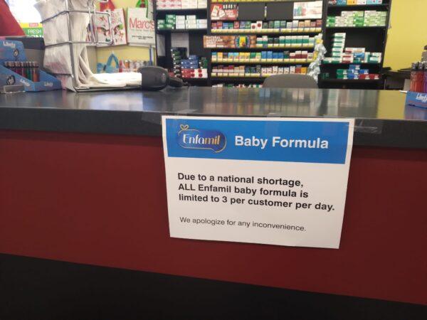 A nationwide baby formula shortage caused by a recall has caused one Ohio-based Marc's store to begin rationing its supply to customers on May 11, 2022. (Michael Sakal/the Epoch Times)
