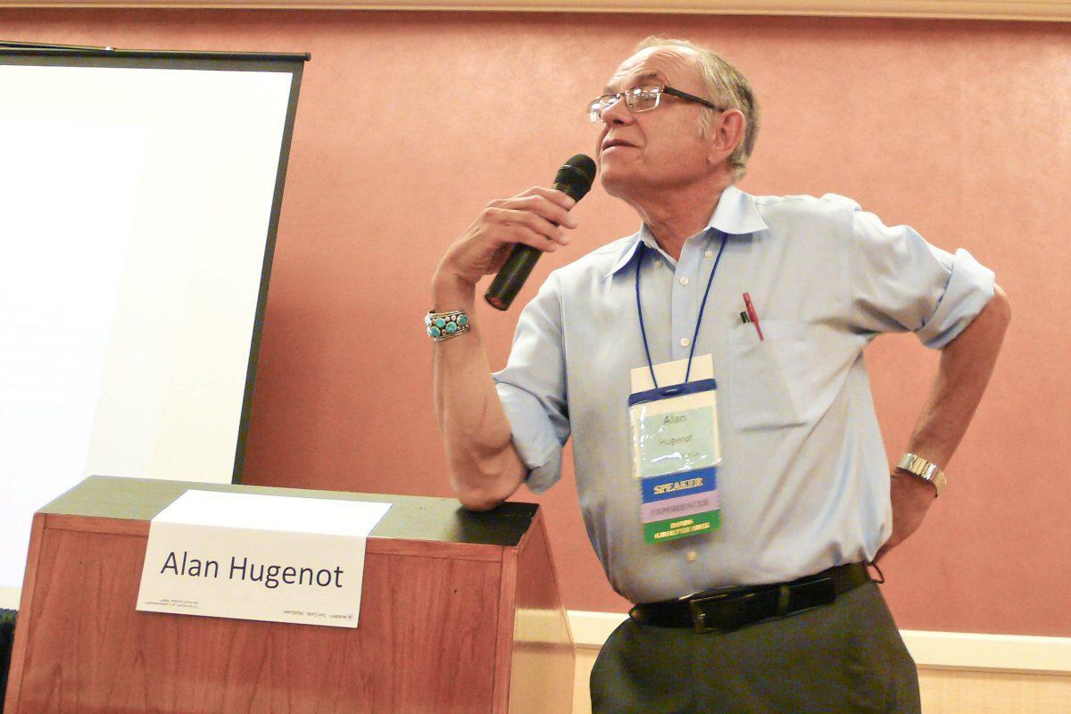 Dr. Alan Hugenot discusses the science of the afterlife at the IANDS 2014 Conference in Newport Beach, Calif., on Aug. 29, 2014. (Tara MacIsaac/The Epoch Times)