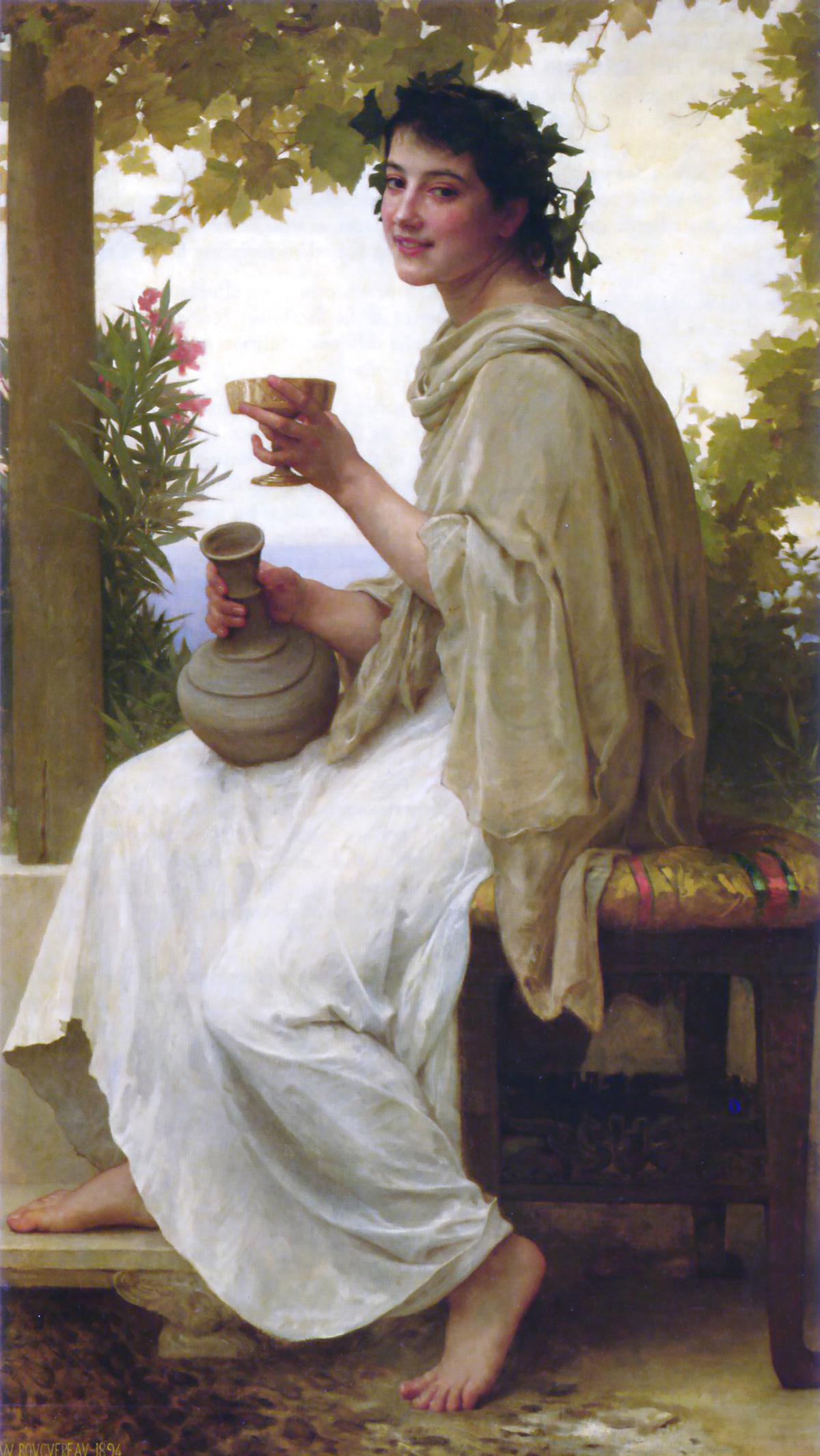 “Bacchante,” 1894, by William-Adolphe Bouguereau. Oil on canvas; 35 inches by 60 inches. Private Collection. (Public Domain)