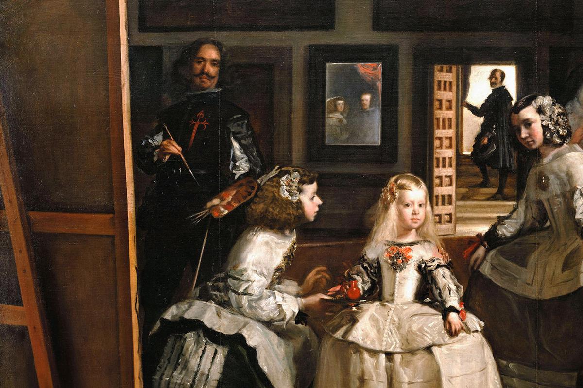Cropped view with self portrait of Velázquez at the easel from “Las Meninas (The Maids of Honor),” 1656, by Diego Velázquez. Oil on canvas; 10.4 foot 108.6 inches. Museo Nacional del Prado, Madrid. (PD-US)