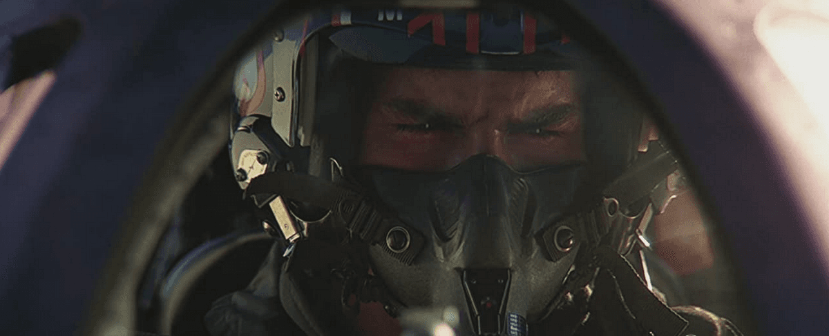 Lt. Pete "Maverick" Mitchell (Tom Cruise) experiencing tunnel vision while pulling G's in the cockpit of his F-14 Tomcat in "Top Gun: Maverick." (Paramount Pictures)