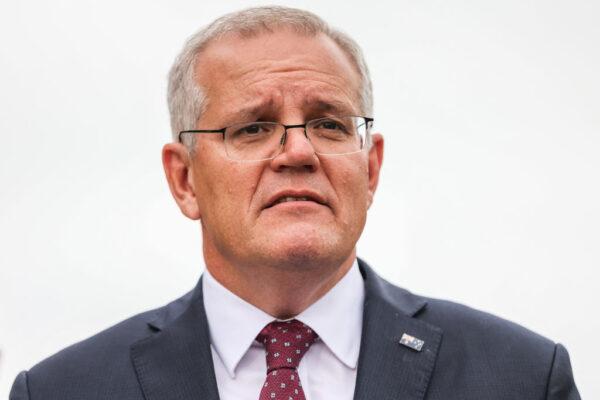 Prime Minister Scott Morrison speaks to the media at a press conference in Brisbane, Australia, on May 16, 2022. (Asanka Ratnayake/Getty Images)
