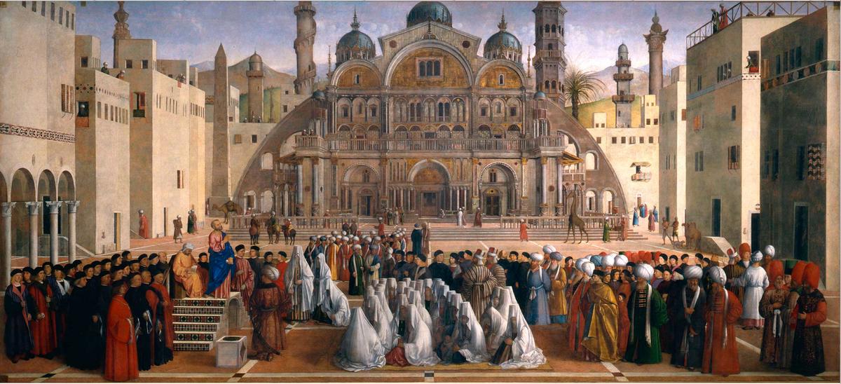 "Sermon of St. Mark in Alexandria" by Gentile Bellini, 1504-1507. Oil on canvas. Pinacoteca di Brera, Milan.
