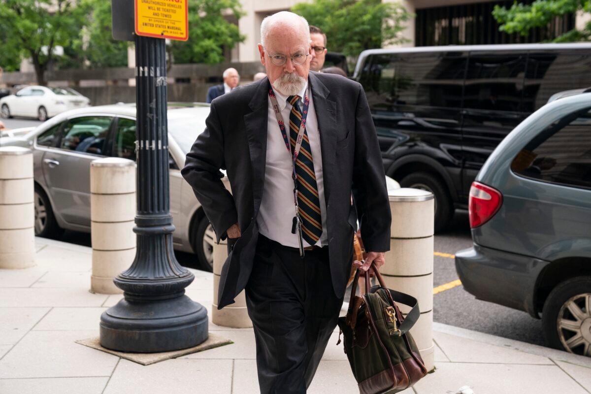 Special Counsel John Durham arrives at federal court in Washington on May 16, 2022. (Evan Vucci/AP Photo)