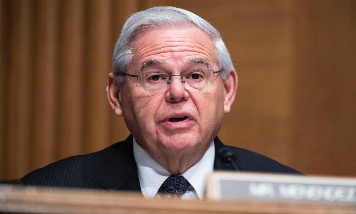 Sen. Bob Menendez (D-N.J.) in a hearing in the Dirksen Senate Office Building in Washington on May 10, 2022. (Tom Williams-Pool/Getty Images)