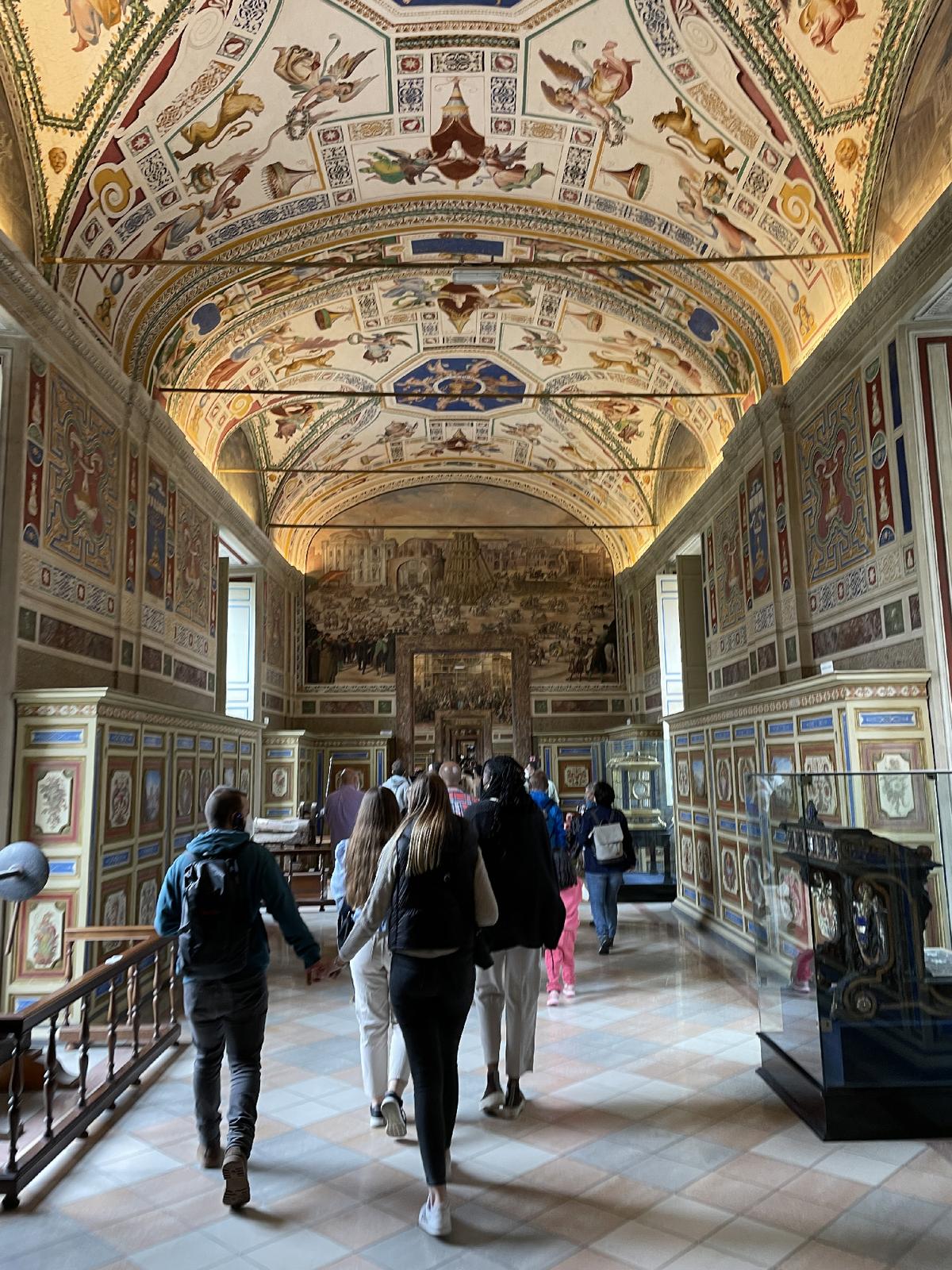Crowds press through some of the Vatican Museum's nine miles of masterpiece-filled galleries. (Photo courtesy of Lesley Sauls Frederikson)
