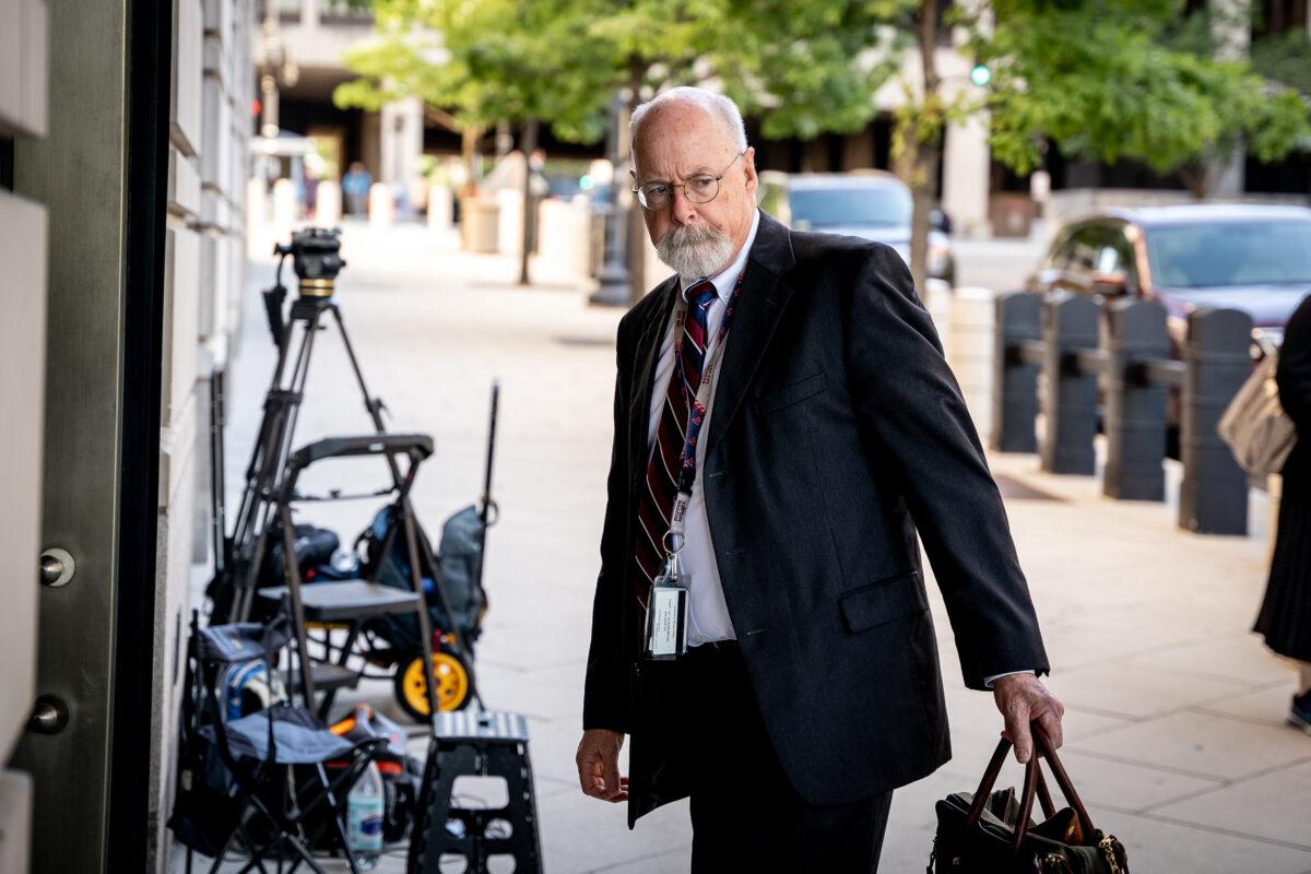 Special Counsel John Durham arrives at federal court in Washington on May 18, 2022. (Teng Chen/The Epoch Times)