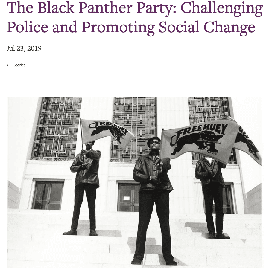An article linked in a Point Loma High School lesson on the Black Panthers. (Screenshot)