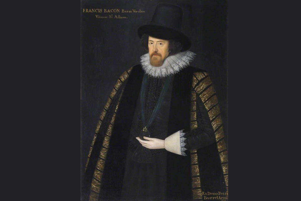 A Portrait of Sir Francis Bacon (1561–1626), circa 1617, painted by William Larkin. (Wikimedia Commons)
