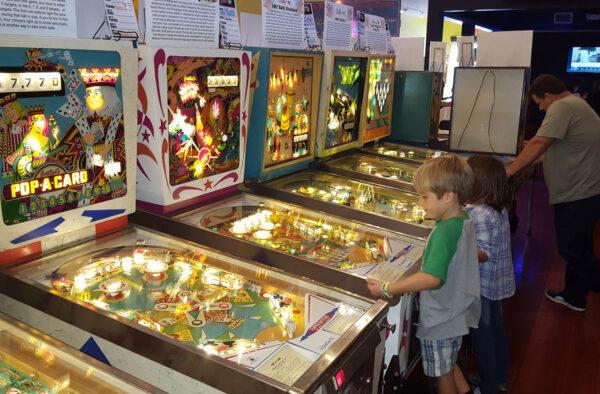 A child tries his hand on a classic pinball machine at the Silverball Museum in Delray Beach. (Silverball Museum)