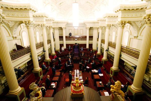 The upper house of the Victorian state parliament in Melbourne, Australia, is seen on April 23, 2020. (Darrian Traynor/Getty Images)