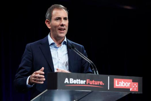 Treasurer Jim Chalmers speaks during a Labor Campaign Rally in Brisbane, Australia, on May 15, 2022. (Lisa Maree Williams/Getty Images)