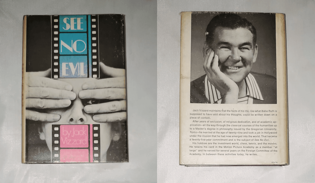 Photos of the front and back cover of the 1970 book "See No Evil: Life Inside a Hollywood Censor" by Jack Vizzard. (Courtesy of NatesBookNook)