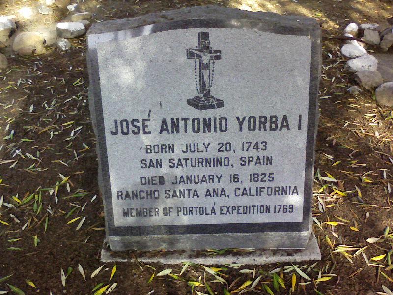 A monument for Jose Antonio Yorba located in the cemetery at Mission San Juan Capistrano in California. (Wikipedia/Mdhennessey (CC BY 3.0 [https://creativecommons.org/licenses/by/3.0/]))