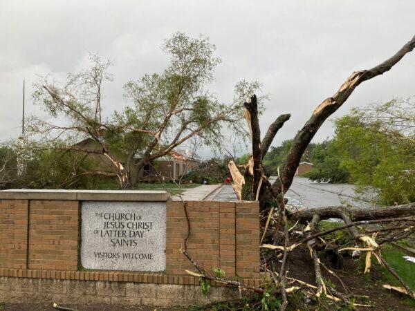 Tornado damage at a church in Gaylord, Mich., on May 20, 2022. (John Flesher/AP Photo)