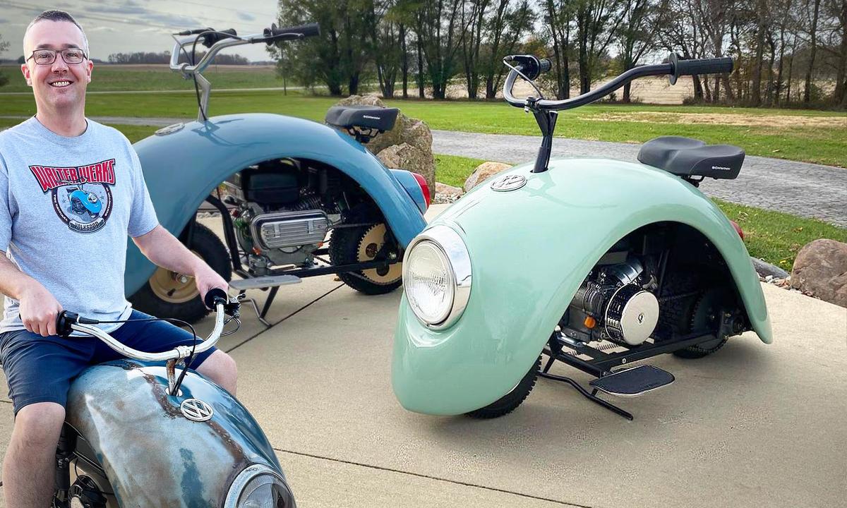 Inventor Builds 'Volkswagen Beetle' Minibikes From Old Fenders — And the Ridable Results Are Cute as a Bug