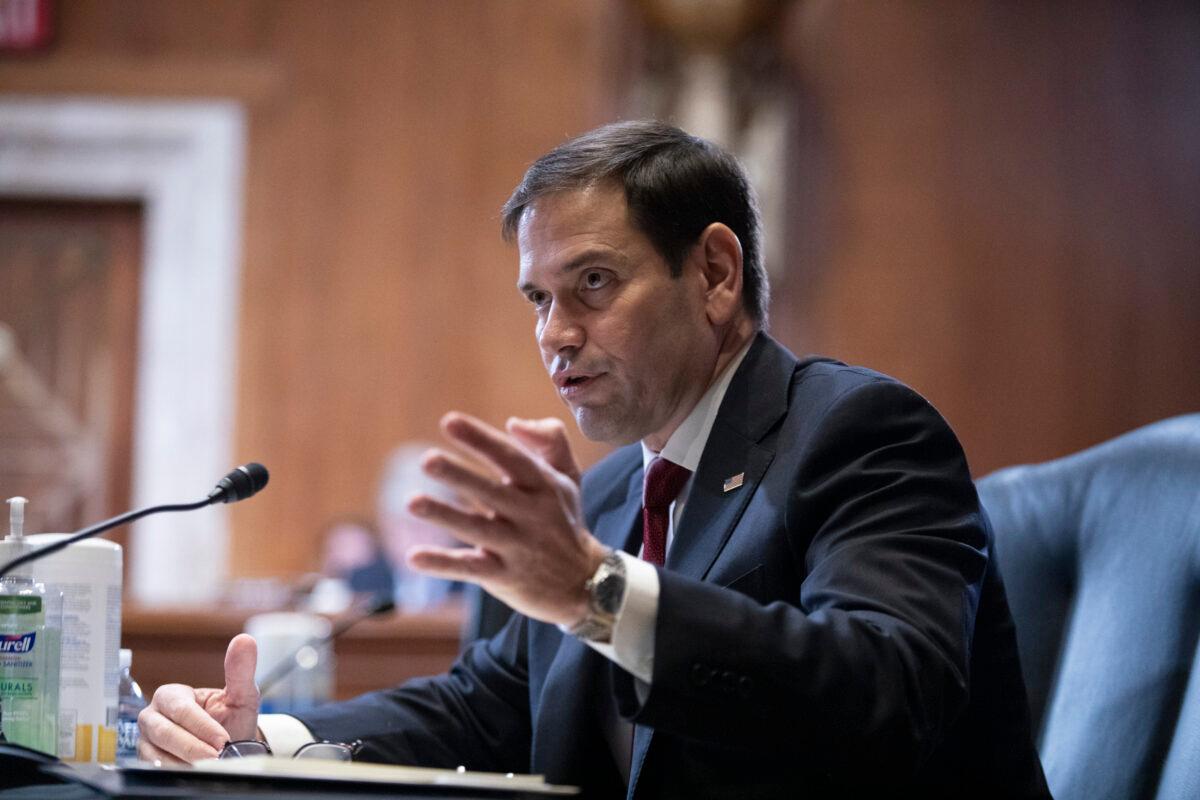 Sen. Marco Rubio (R-Fla.) speaks during a Senate Appropriations Subcommittee hearing in Washington on May 17, 2022. (Anna Rose Layden-Pool/Getty Images)