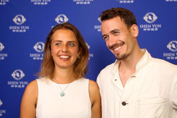 Eylene Heller and Nikolas Schneuwly at the Shen Yun Performing Arts performance at the Musical Theater, Basel, on May 20, 2022. (NTD)