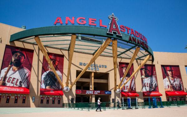 Angel Stadium of the Los Angeles Angels baseball team in Anaheim, Calif., on May 24, 2022. (John Fredricks/The Epoch Times)
