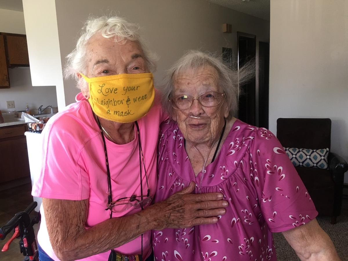 Norma (L) with an old friend, “Muggy” Delores, whom she used to babysit in Lewellen, Nebraska. (Courtesy of Teresa McFarland)