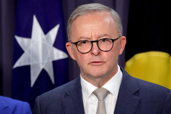 Prime Minister Anthony Albanese speaks during a press conference at Parliament House in Canberra, Australia, on May 23, 2022. (David Gray/Getty Images)