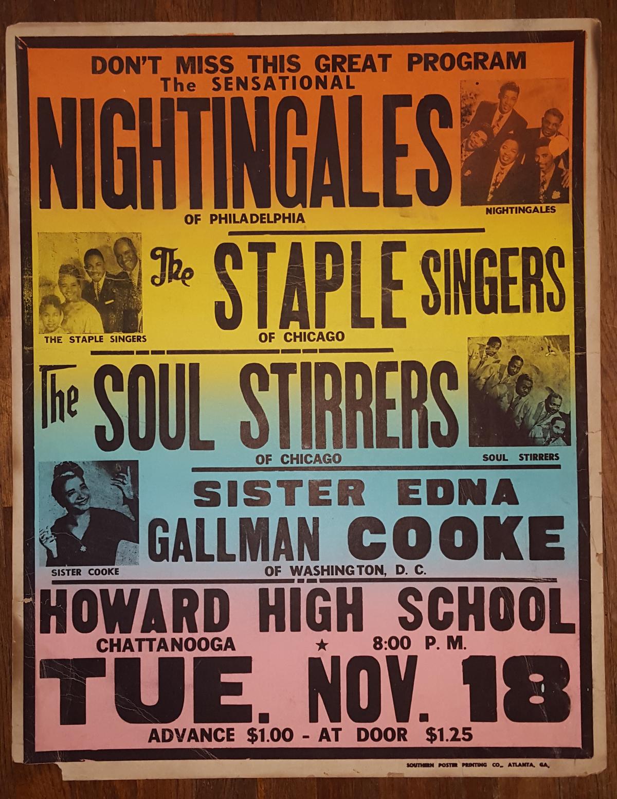 Example of a gospel music concert poster in “How They Got Over.” (First Run Features)