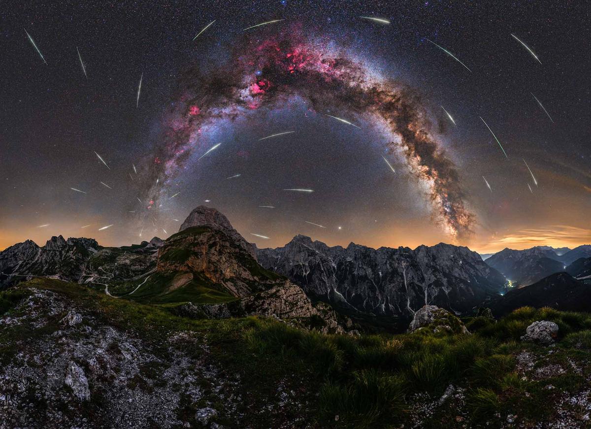 “Perseid meteor shower on Mangart saddle” – Uroš Fink. (Courtesy of Uroš Fink via Capture the Atlas)