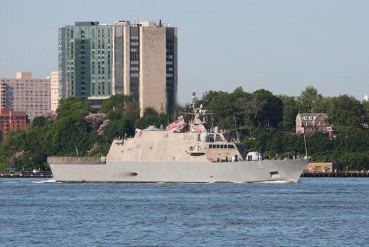 USS Milwaukee, a near-shore combat ship, helps kick off Fleet Week in New York on May 25, 2022. (Richard Moore/The Epoch Times)
