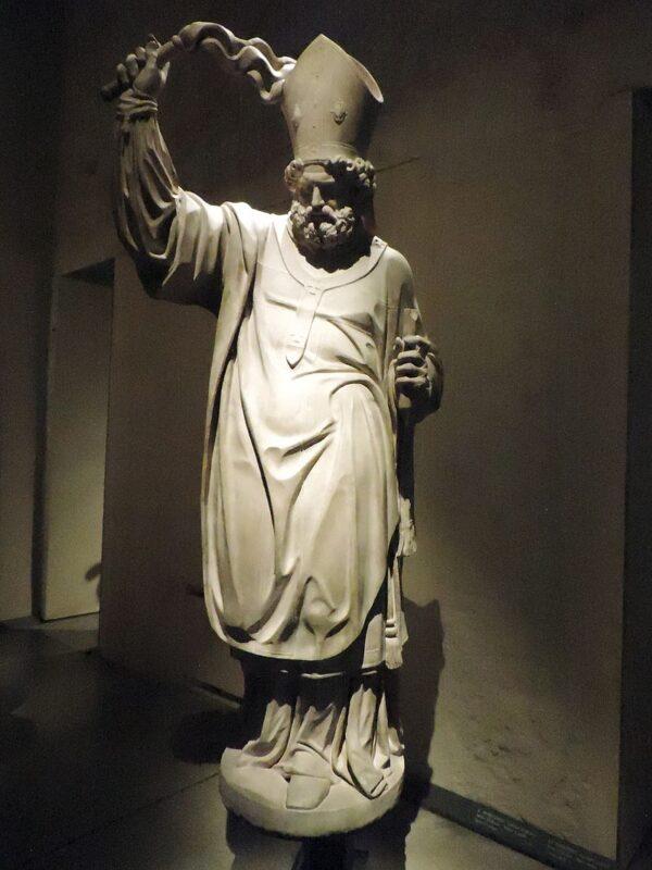 "Statue of St. Ambrose With a Scourge," early 17th century, sculptor unknown. Museum of the Duomo, Milan, Italy. (Vassia Atanassova/CC BY-SA 4.0)