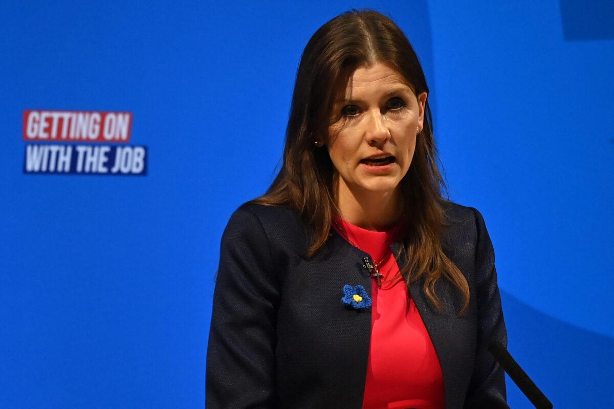 Minister for Higher and Further Education, Michelle Donelan addresses delegates during the Conservative Party Spring Conference, at Blackpool Winter Gardens in Blackpool, north-west England, on March 18, 2022. (Paul Ellis/AFP via Getty Images)
