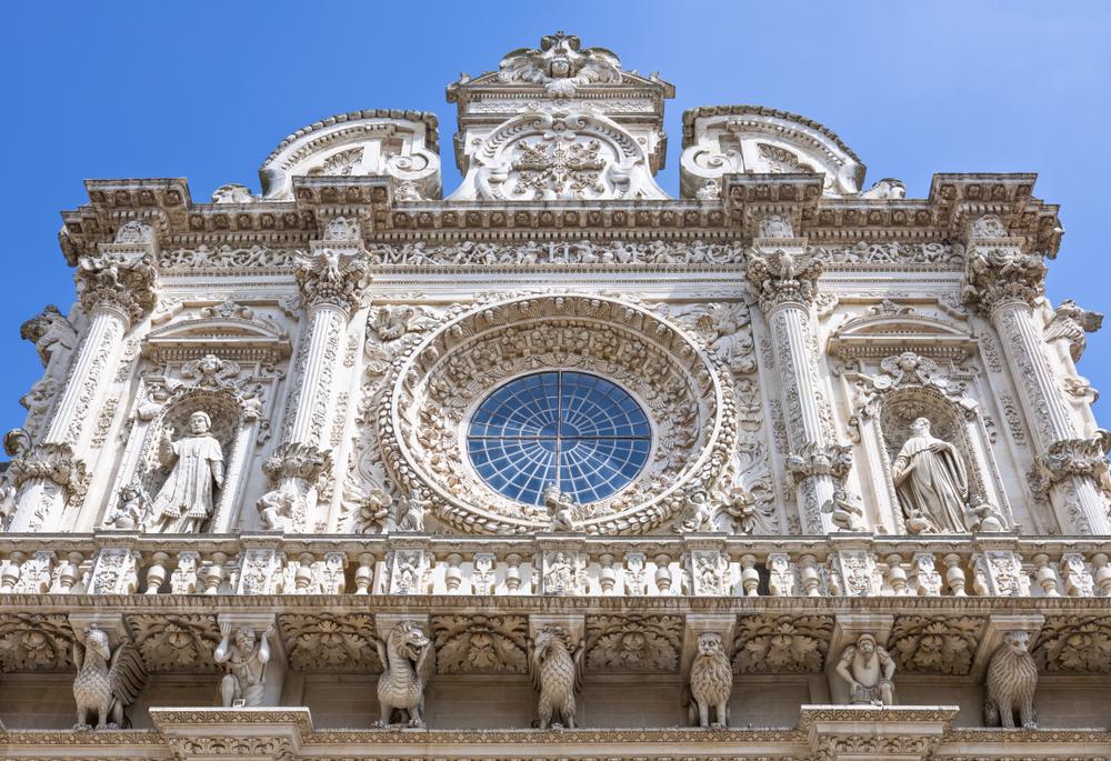 Detail of the façade of the Santa Croce Basilica in Lecce. (Gimas/Shutterstock)