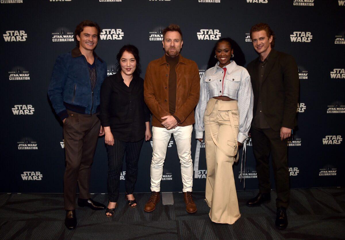 Rupert Friend (L), Deborah Chow (2nd L), Ewan McGregor (C), Moses Ingram (2nd R) and Hayden Christensen attend the studio showcase panel at Star Wars Celebration for "Obi-Wan Kenobi" in Anaheim, Calif., on May 26, 2022. (Alberto E. Rodriguez/Getty Images for Disney)