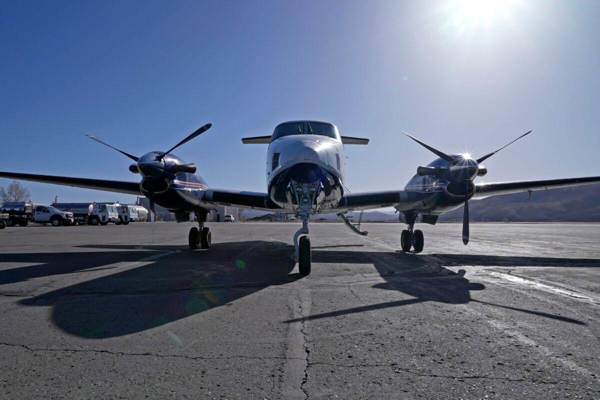 A plane prepares to take off for the inaugural flight above the headwaters of the Colorado River equipped with lasers, sensors and camera to measure snow from the air, in Gunnison, Colo., on April 18, 2022. (Brittany Peterson/AP Photo)